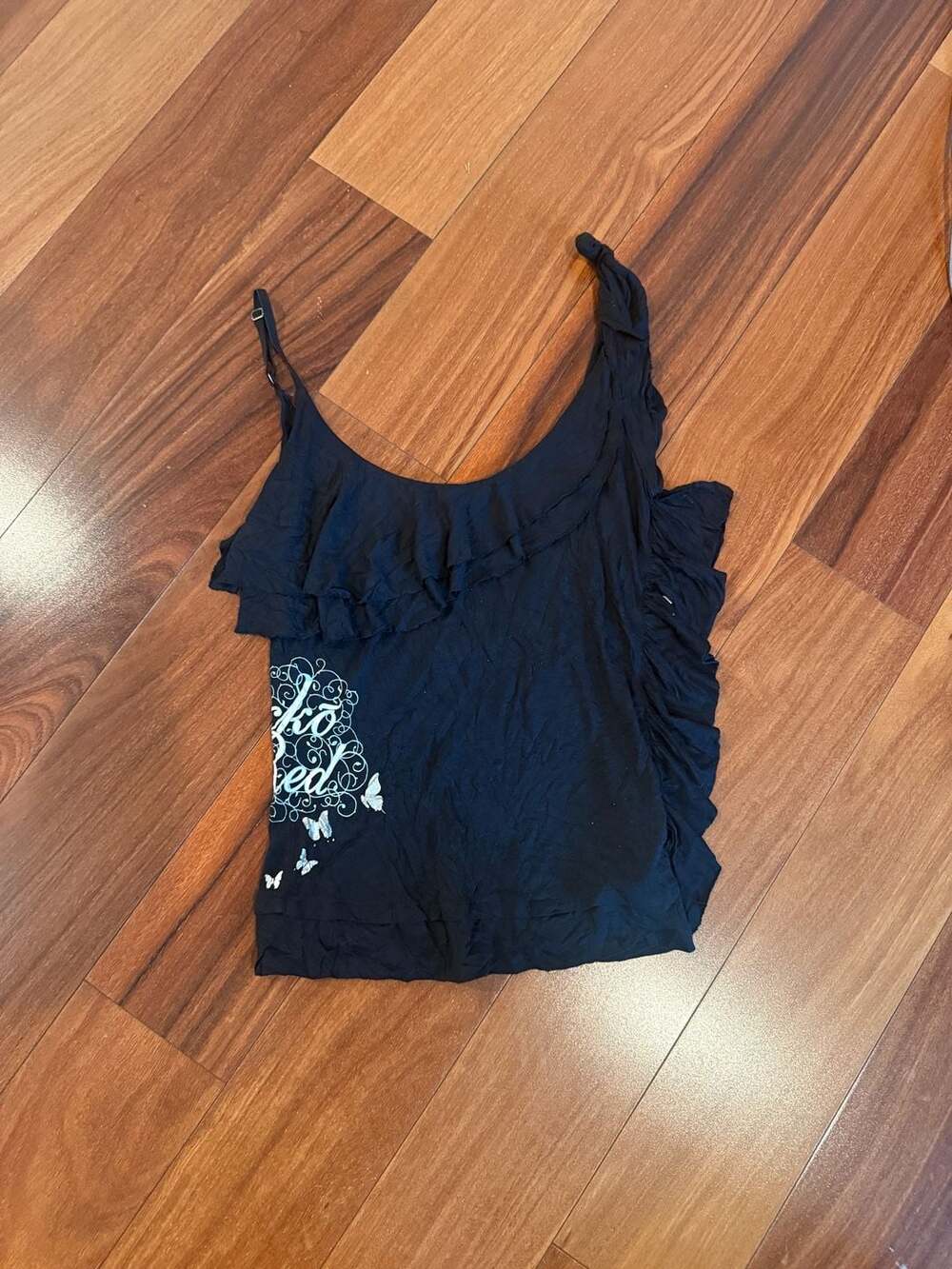 Ecko Red Y2K Ruffle Detail Tank Top